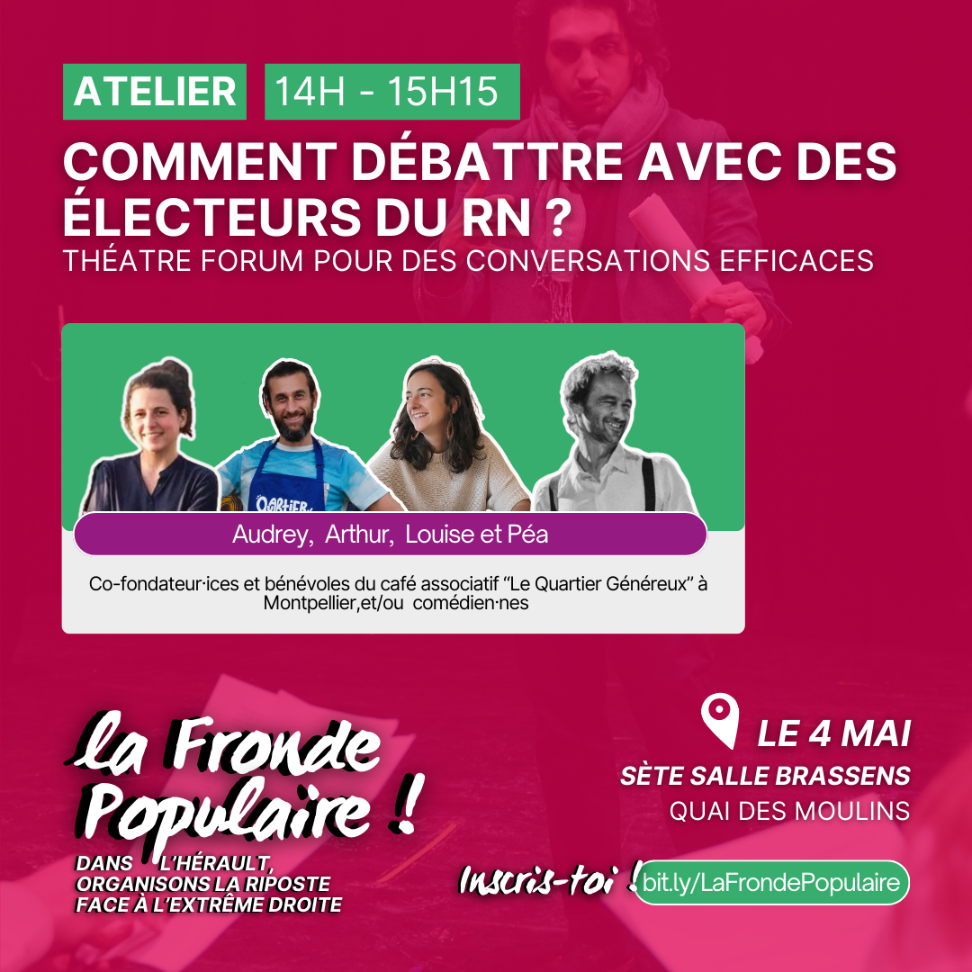 Comment débattre avec des électeurs du RN ? Théâtre forum pour des conversations efficaces